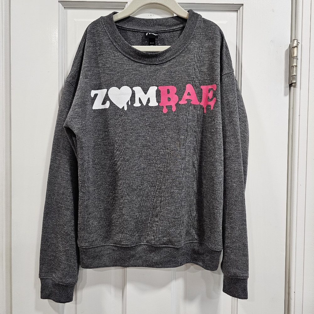 🧟♀️Art Class Girls ZomBae Zombie Sweatshirt Charcoal Gray Pink Halloween 7/8